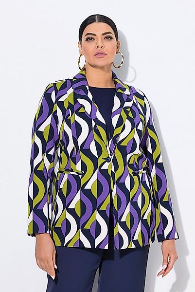 Ulla Popken Jerseyblazer Punto-Blazer grafisches Muster Reverskragen günstig online kaufen