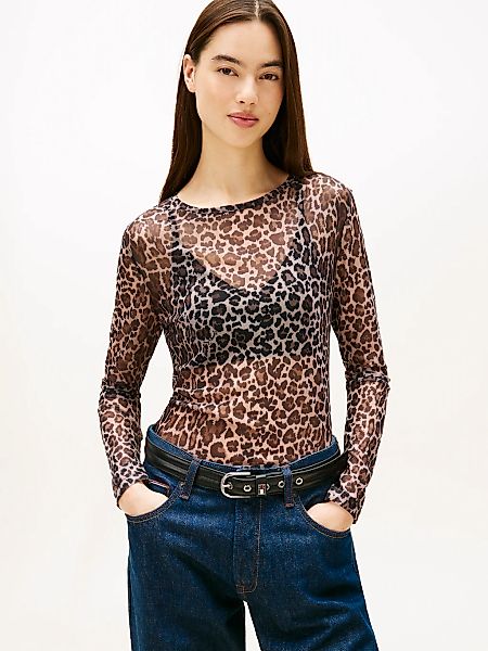 Tommy Jeans Langarmshirt "TJW SLIM AOP MESH LS TOP EXT" günstig online kaufen