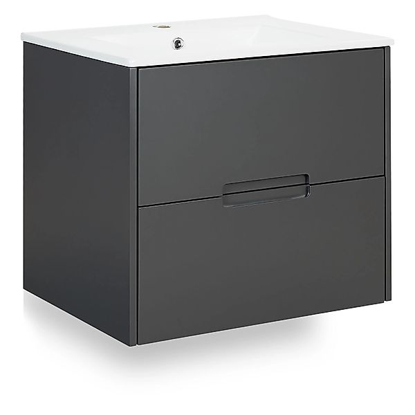 Homestyle4u Waschtisch mit Unterschrank 2 teilig 60 cm Badmöbel Set Grau günstig online kaufen