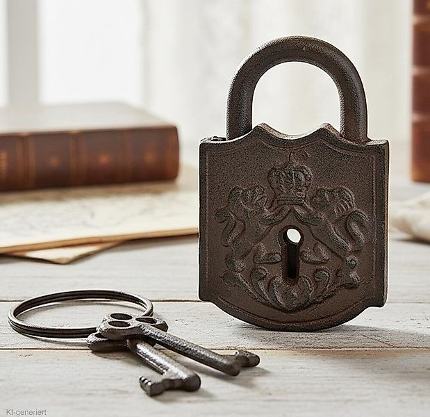 Deko Vorhängeschloss Nostalgie Schloss mit 2 Schlüssel Gusseisen Antik-Stil günstig online kaufen