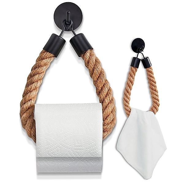HENNEZ Toilettenpapierhalter ohne Bohren - Naturjute-Seil - stylish, mattsc günstig online kaufen