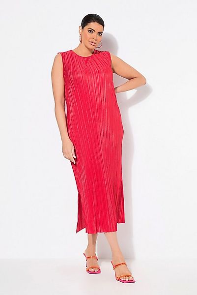 Ulla Popken Midikleid Plissee-Midikleid Rundhals ärmellos günstig online kaufen