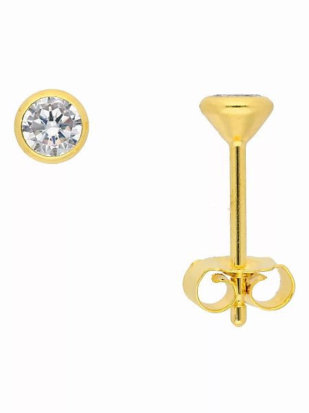 Adelia´s Paar Ohrhänger "585 Gold Ohrringe Ohrstecker mit Zirkonia Ø 4 mm", günstig online kaufen