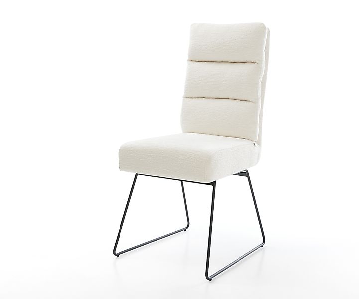 Esszimmerstuhl Pela-Flex Bouclé Soft Beige Kufengestell Schwarz Taschenfede günstig online kaufen