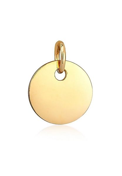 Elli Premium Kettenanhänger Plättchen Coin Gravur Platte 585 Gelbgold, Geo günstig online kaufen