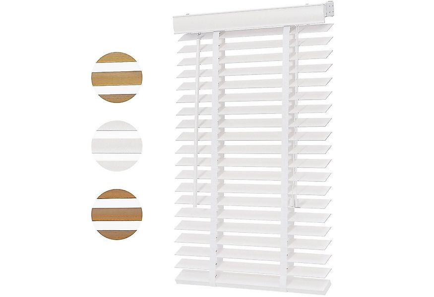 Sekey Jalousie Holzjalousie 50 mm Lamellen Fensterjalousie Blickschutz Jalo günstig online kaufen