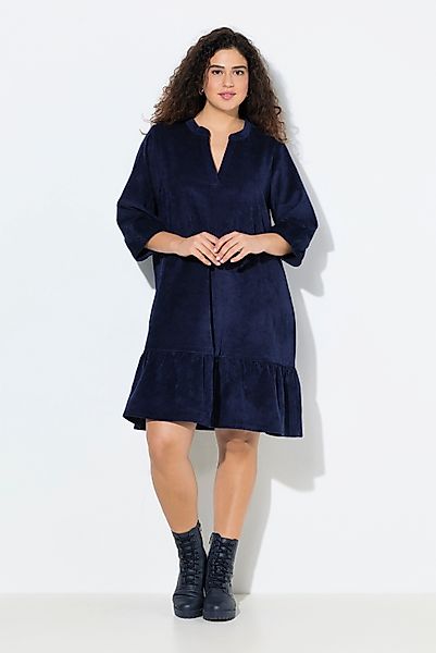 Ulla Popken Midikleid Cordkleid A-Linie Tunika-Ausschnitt günstig online kaufen