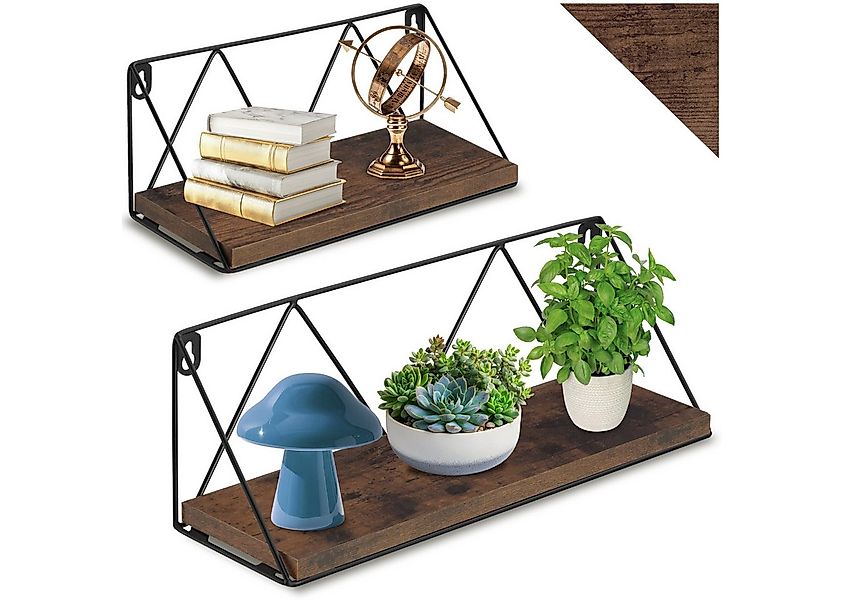 tectake Wandregal 2er Set Wandregal, Set 1-tlg., Industrial Style günstig online kaufen