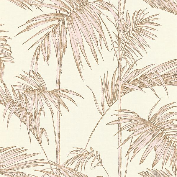 PROFHOME 369193-GU Natur Tapete Palmen Matt Rosa Beige Creme 0,53 m x 10,05 günstig online kaufen