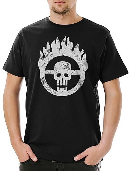 Urban Backwoods Print-Shirt Skull Wheel Insignia Herren T-Shirt Scrotus Mad günstig online kaufen