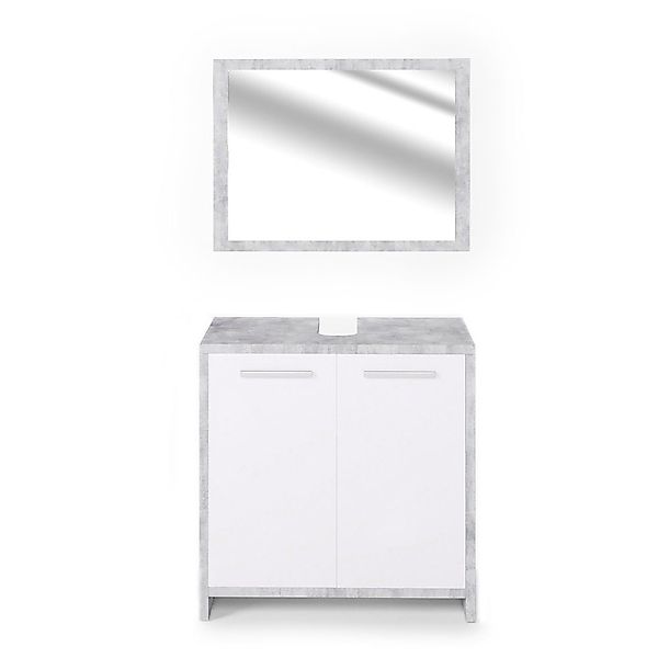 Vicco Badmöbel-Set Kiko, Beton/Weiß, 2 Teile, günstig online kaufen