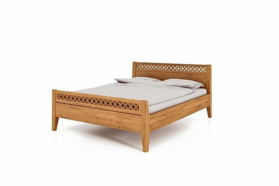 Natur24 Einzelbett Bett Sydo 4 Wildeiche 90x200cm mit Holzkopfteil und hohe günstig online kaufen