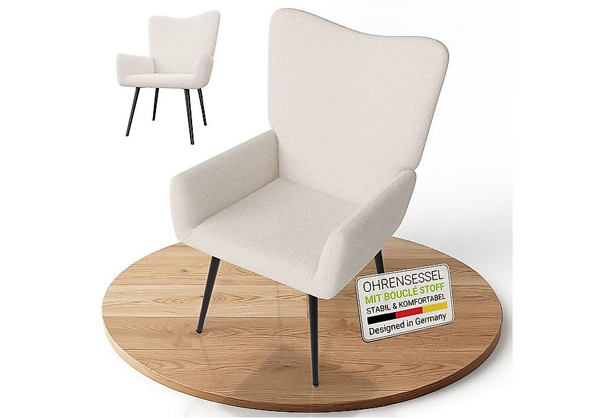 Juskys Ohrensessel Odense, Optionaler Hocker, große Rückenlehne, weicher St günstig online kaufen