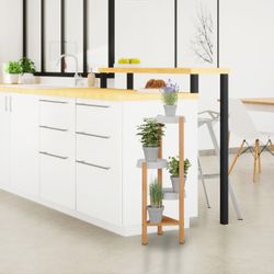 relaxdays Blumenständer Pflanzenständer Bambus & Kunststoff günstig online kaufen