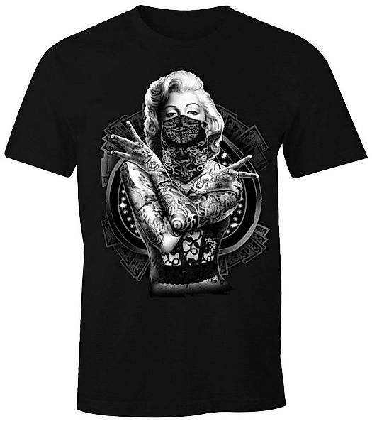 MoonWorks Print-Shirt Herren T-Shirt Marilyn Monroe Gangster Outtlaw Tattoo günstig online kaufen