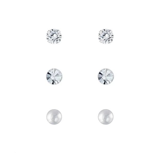 ALEXANDER YORK Ohrstecker-Set Crystal, Diamond, Pearl, 3-tlg., 925 Sterling günstig online kaufen