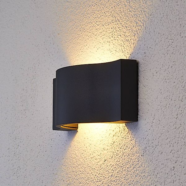 Lucande LED-Wandleuchte Jace, anthrazit, Metall, 28cm, IP54 günstig online kaufen