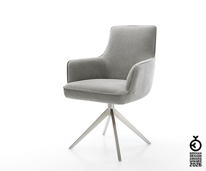 Drehstuhl Heira-Flex mit Armlehnen Strukturstoff Soft Grau Kreuzgestell bre günstig online kaufen