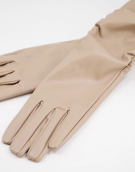 SVNX – Handschuhe aus Kunstleder in Hellbraun günstig online kaufen