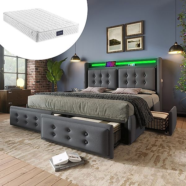 HAUSS SPOLE Polsterbett 140x200cm mit Led, günstig online kaufen
