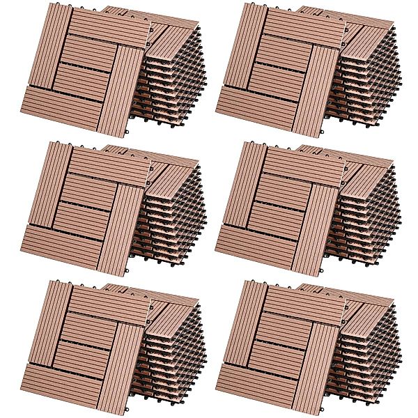 Casaria Holzfliesen 66x Mosaik Terrakotta, Terrassenfliesen günstig online kaufen