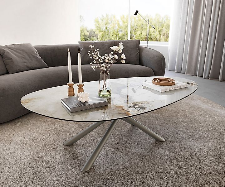 Couchtisch Edge Oval 140x75 cm Keramik Minas Melange Sarity Metall Effektfi günstig online kaufen