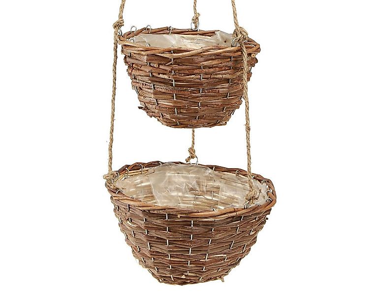 Viana Blumenampel Hängekorb Holz Blumenampel 2er Set Ø20/26cm Natur günstig online kaufen