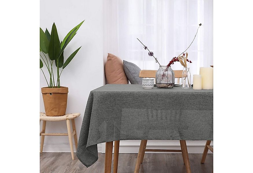 Deconovo Tischdecke Leinenoptik Tischwäsche Wasserabweisend Tischtuch Abwis günstig online kaufen