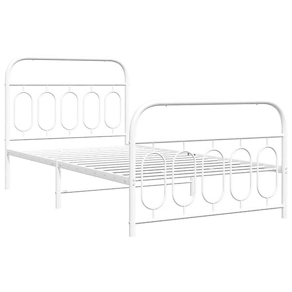 vidaXL Bettgestell mit Kopf- und Fußteil Metall Weiß 100x190 cm 377178 günstig online kaufen
