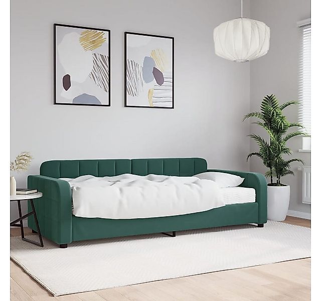 vidaXL Bett, Tagesbett mit Matratze Dunkelgrün 90x200 cm Samt günstig online kaufen