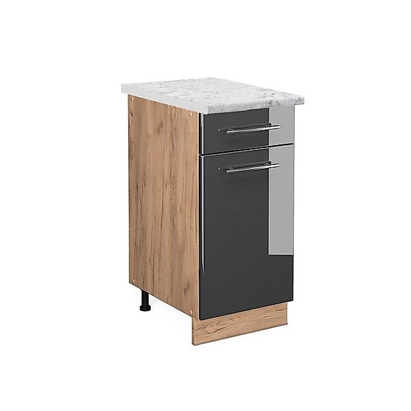 Vicco Küchenunterschrank Fame-Line Anthrazit Hochglanz/Goldkraft Eiche 40 c günstig online kaufen