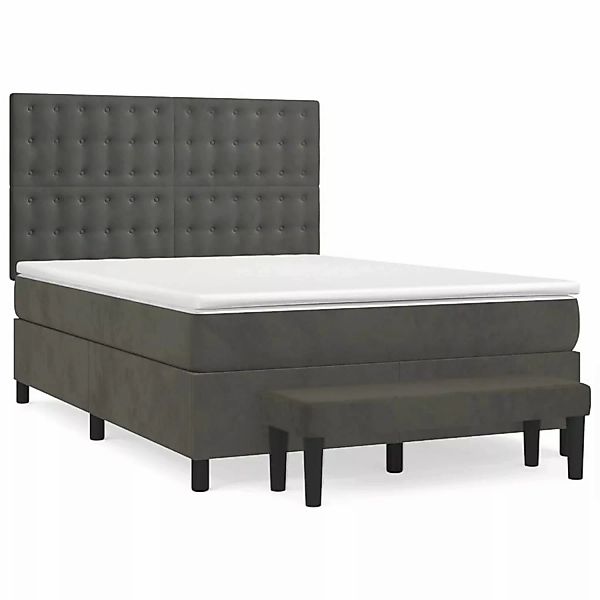 vidaXL Boxspringbett mit Matratze Dunkelgrau 140x200 cm Samt1359194 günstig online kaufen
