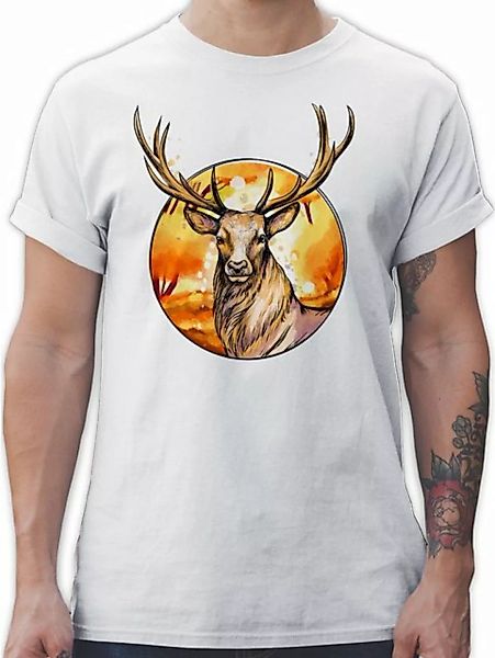 Shirtracer T-Shirt Hirsch mit Hintergrund Mode für Oktoberfest Herren günstig online kaufen