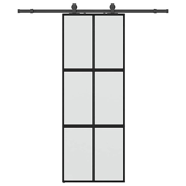 vidaXL Schiebetür mit Beschlag Schwarz 76x205 cm Hartglas 3375820 günstig online kaufen