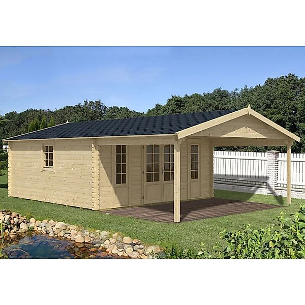 Alpholz Gartenhaus Nyborg-44 Natur 500 cm x 500 cm + 300 cm Schleppdach günstig online kaufen