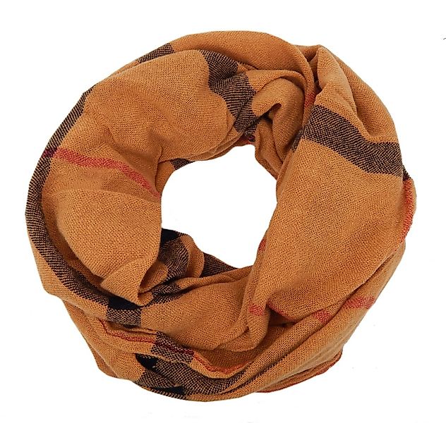 Ella Jonte Loop, rot oder braun mit Karo wärmend Herbst- Winterschal günstig online kaufen