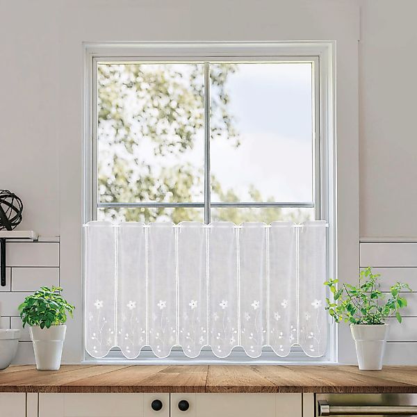 Gerster Scheibengardine "Carla" Durchzuglöcher 1 Stk. tlg. mit Stickerei, B günstig online kaufen