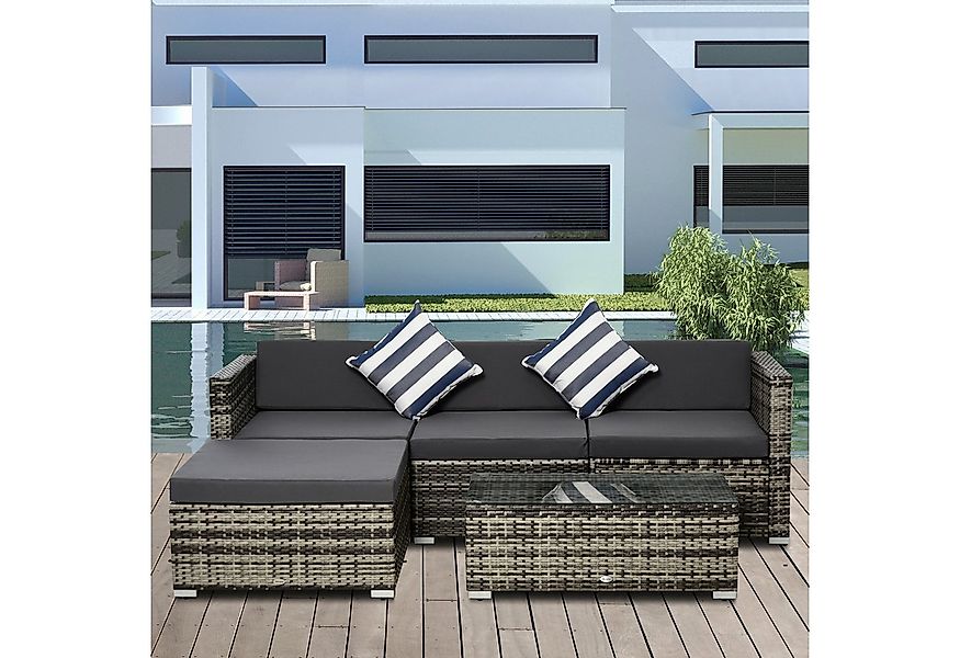 Outsunny Sitzgruppe Garten-Set Loungeset Loungemöbel mit Kissen, (Gartenmöb günstig online kaufen