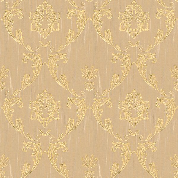 Bricoflor Vlies Textiltapete Braun Gold Edle Tapete mit Textil Ornament mit günstig online kaufen