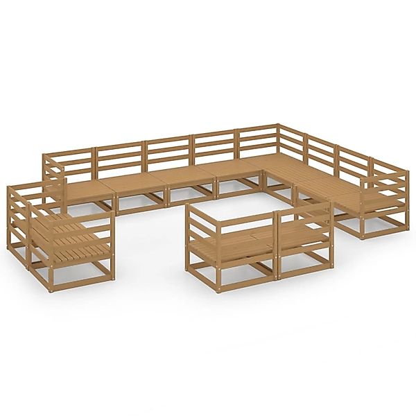 vidaXL 12-tlg Garten-Lounge-Set Honigbraun Massivholz Kiefer Modell 14 günstig online kaufen