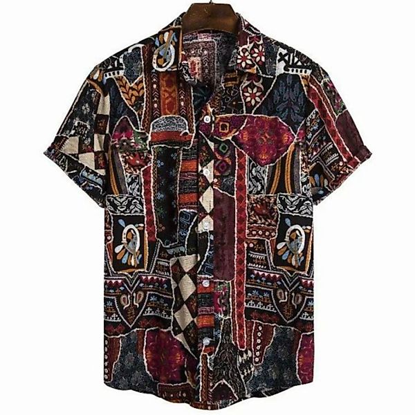 FIDDY Leinenhemd Lockeres Herren-Leinenhemd mit Sommer- und Strandmuster günstig online kaufen