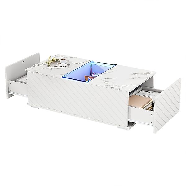 Merax Couchtisch mit LED-Beleuchtung (100x50x35cm, Beistelltisch, günstig online kaufen