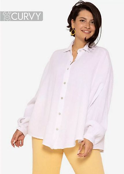 SASSYCLASSY Longbluse Curvy Musselin Bluse Oversize Plus-Size Musselin Blus günstig online kaufen