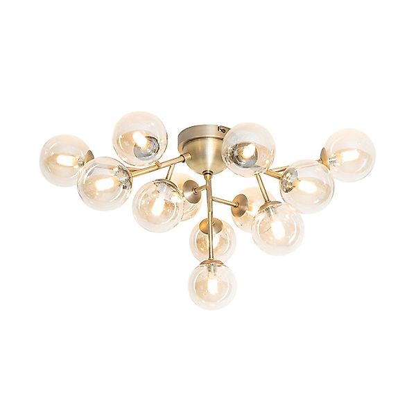 Qazqa Deckenleuchte Bianca, ohne Leuchtmittel, G9, Bronze, Art Deco, Glas, günstig online kaufen