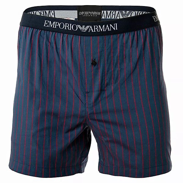 EMPORI ARMANI Herren Web-Boxer Short - Woven Shorts, Muster, Logobund Blau/ günstig online kaufen