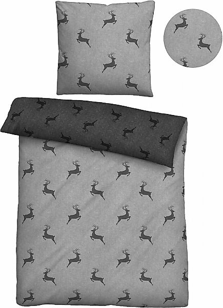 Biberna Wendebettwäsche "Cardo in Gr. 135x200 oder 155x220 cm" 2 Stk. Flane günstig online kaufen