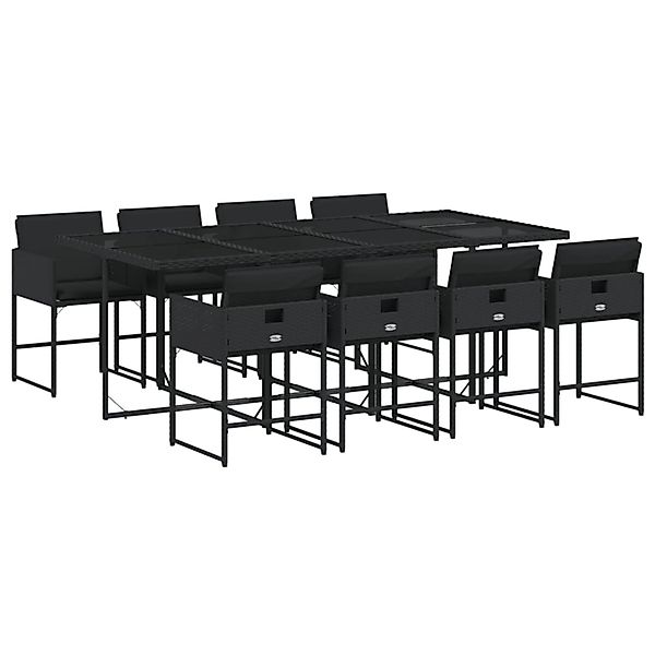 vidaXL 9-Tlg Garten-Essgruppe mit Kissen Schwarz Poly Rattan 3211279 günstig online kaufen