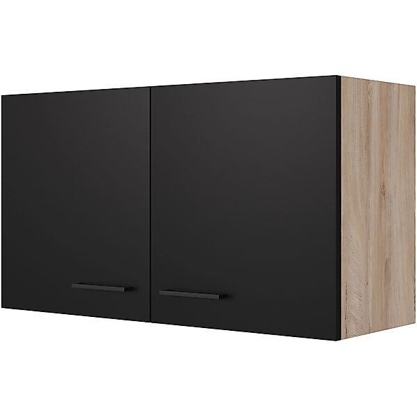 Flex-Well Exclusiv Küchen-Oberschrank Capri 100 cm Schwarz Matt-Endgrain Oa günstig online kaufen