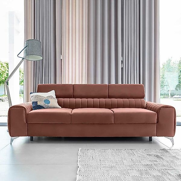 Sofa Couch in Rosenholz aus Velours günstig online kaufen