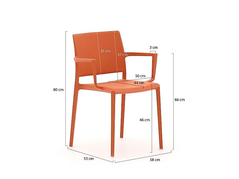 Forza Sile/Fidenza 160 cm Gartenmöbel-Set 5-teilig stapelbar günstig online kaufen